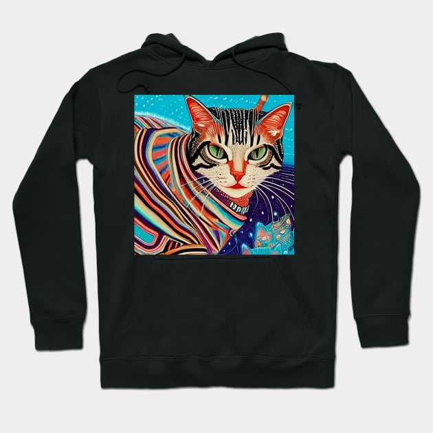 Psychedelic Cat Hoodie by Mihadom